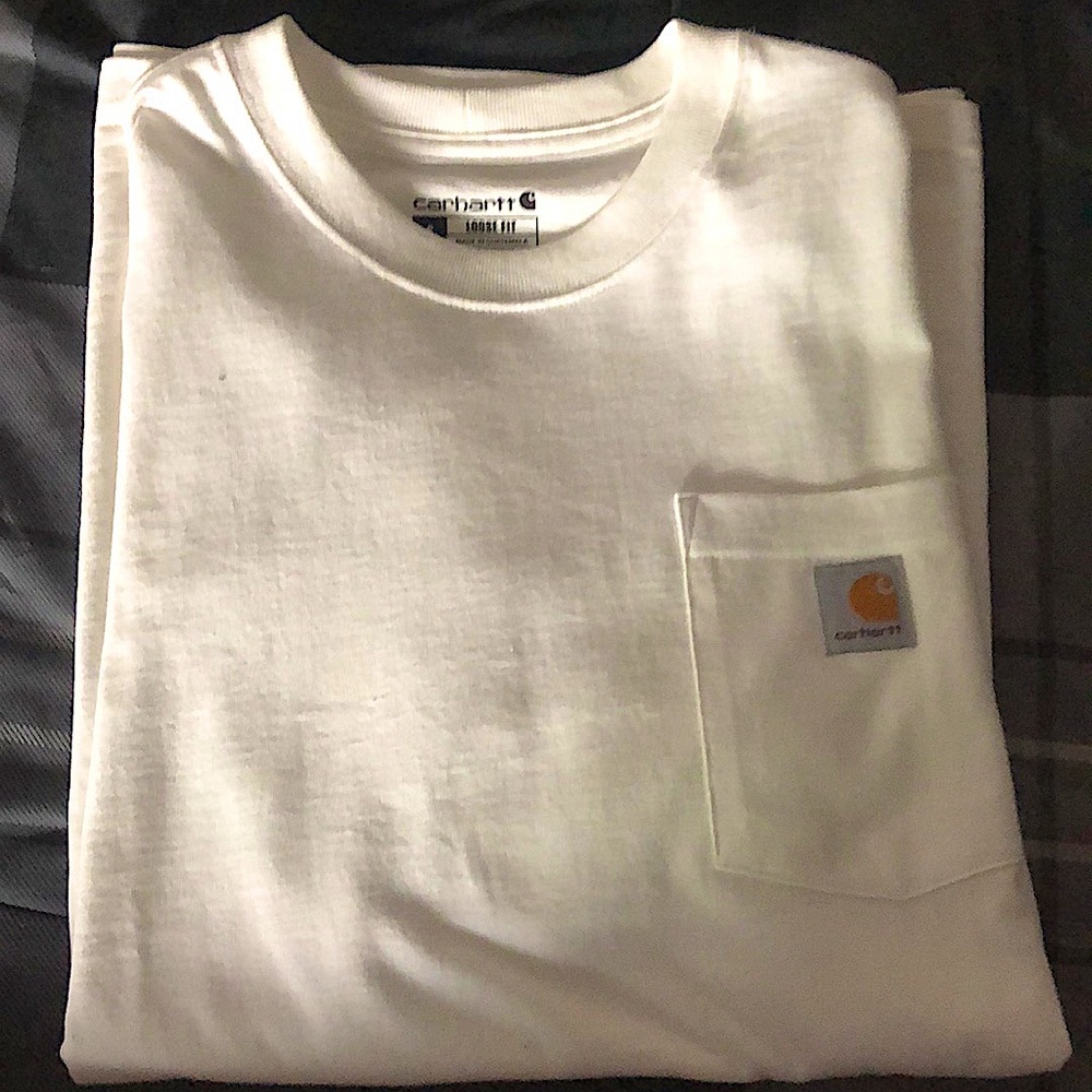 Mens Carhartt chest pocket white t shirt